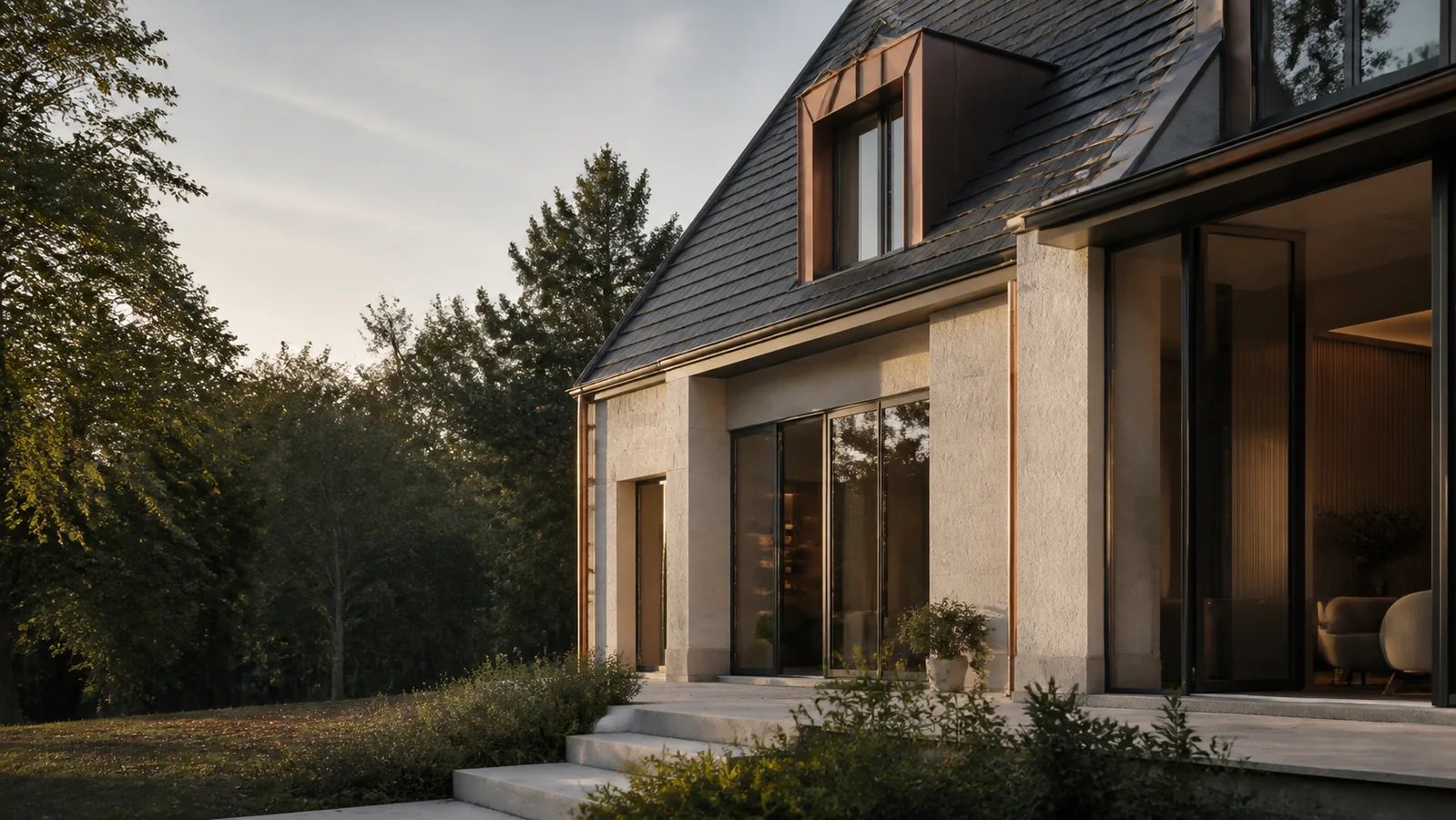 Moderní rodinný dům financovaný hypotečním úvěrem